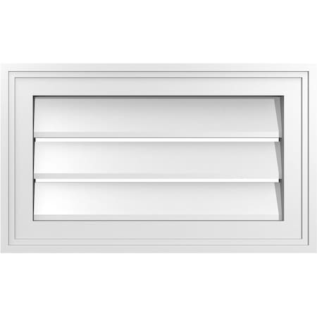 Vertical Surface Mount PVC Gable Vent: Functional, W/ 2W X 1-1/2P Brickmould Frame, 20W X 12H